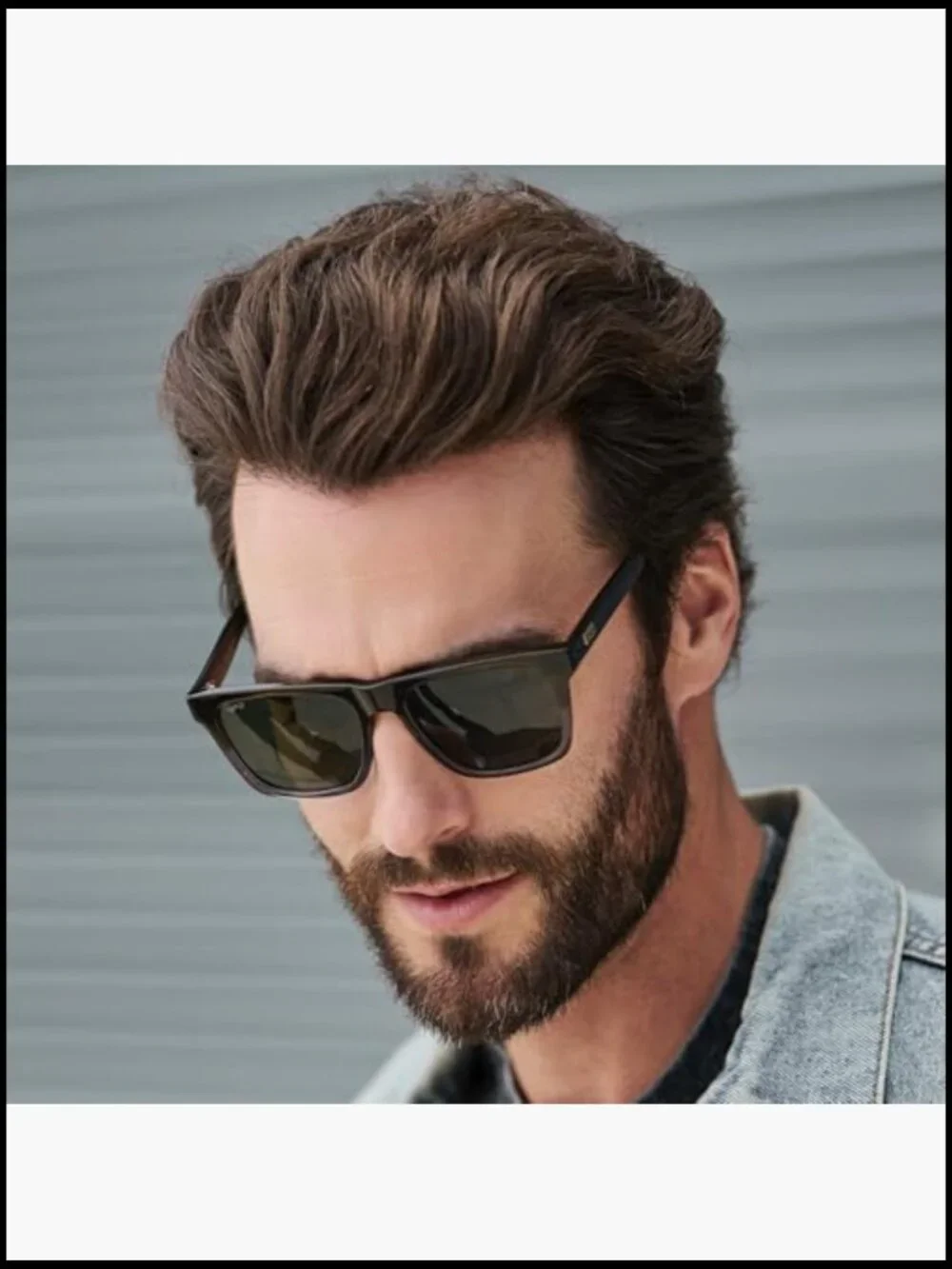 Modern Square Sunglasses for Men, Lightweight Acetate, Polarized Lenses